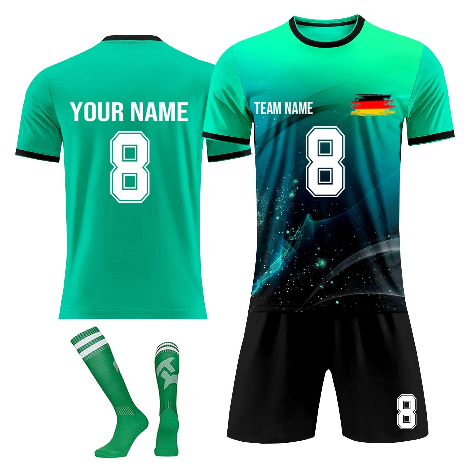 

Комплект персонализированных рубашек для мужчин и девочек с именем и номером, футбольные майки на заказ для мальчиков, тренировочный костюм XXL зелёный
