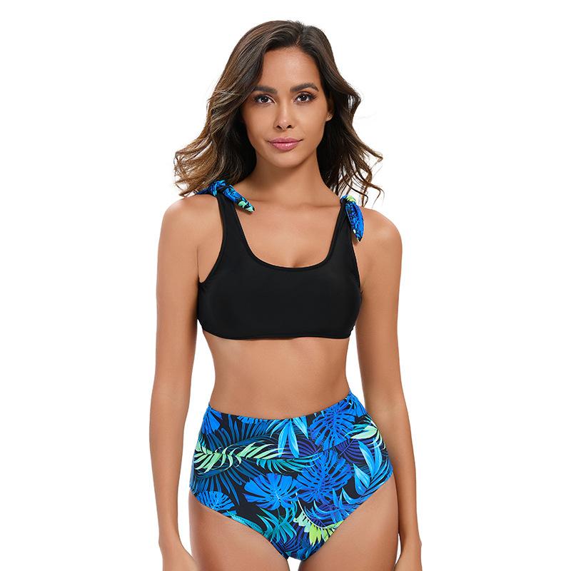 

Printed Sports Split Swimsuit Women s Sexy Backless High Waist Triangle Beach Swimsuit XL чорний