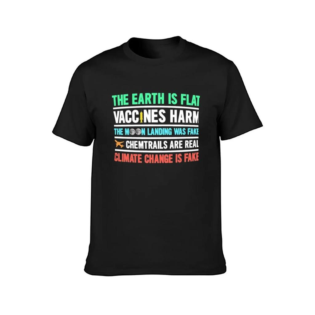Die Erde ist flach Impfstoffe schaden Chemtrails Maske T T-Shirt Kurzarm-T-Shirt individuelles T-Shirt T-Shirts Grafik-T-Shirt Herren