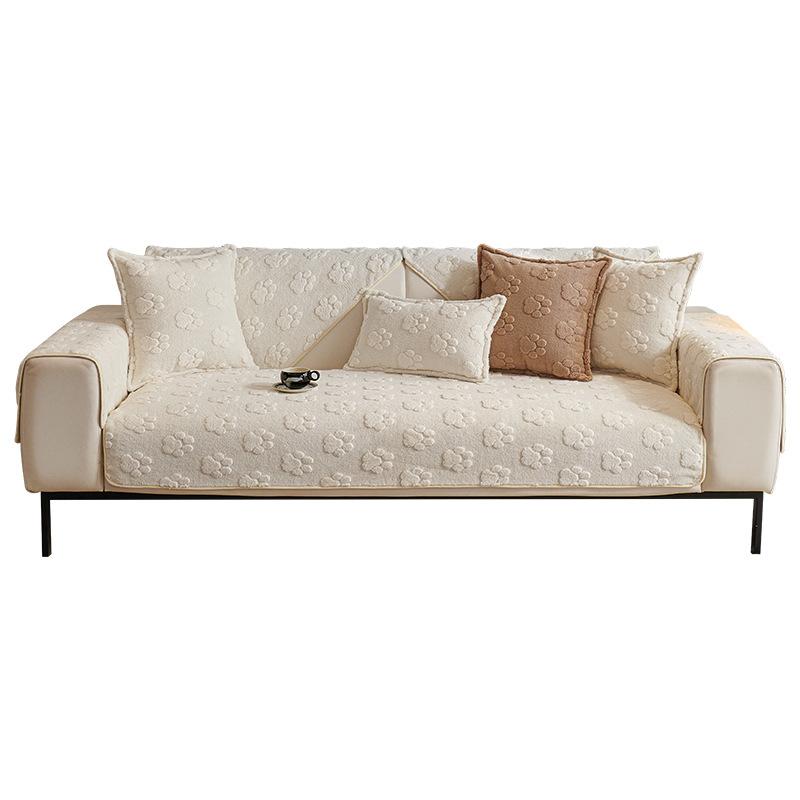 Cream Wind Sofa Cushion  New Autumn And Winter Plush Sofa Cushion Cloth Straight Row Three-Person Non-Slip Sofa Cushion