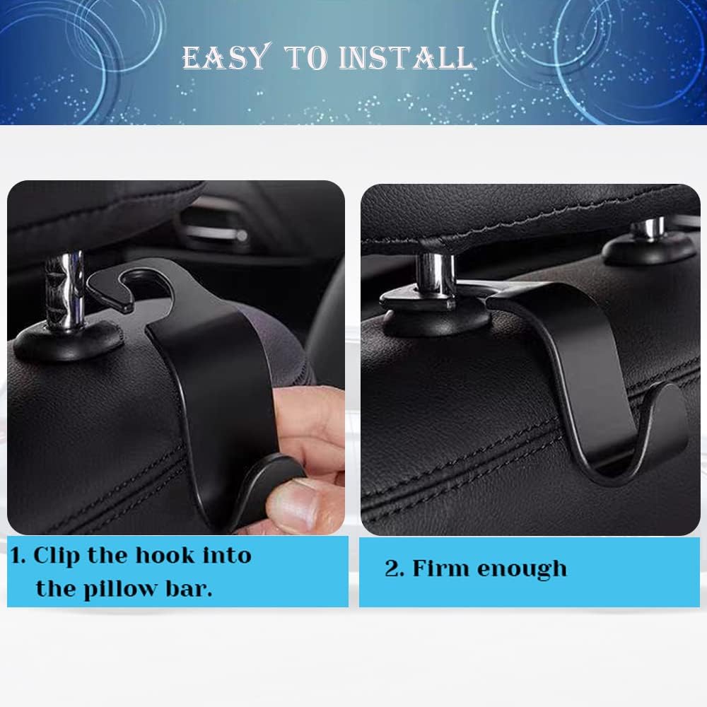 Car Headrest Hook for Purses and Bags 4 Packs,Car Back Seat Headrest Hanger,Universal Vehicle Storage Organizer(Black,4Pack)