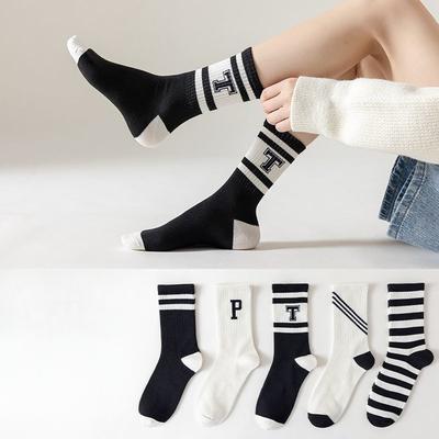 Trendy Sokken, Lange Sokken voor Jongens en Meisjes, Middelhoge Sportsokken voor College Stijl, Eenvoudige en Katoenen Casual Sokken