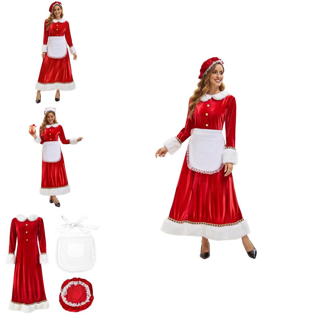 Holiday Santa Dress For Women With Polyester Fabric For Christmas Costume Parties