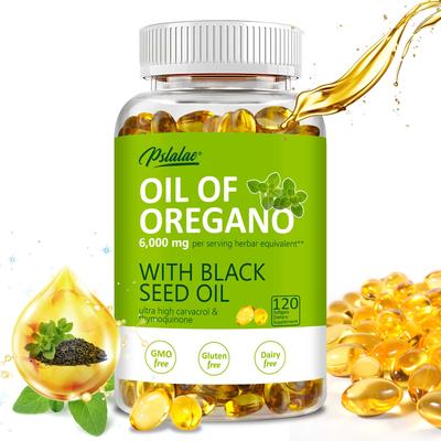 Cápsulas de aceite de orégano de alta concentración, 6000 mg, antioxidante natural, protege el sistema inmunológico y la digestión, apto para adultos.