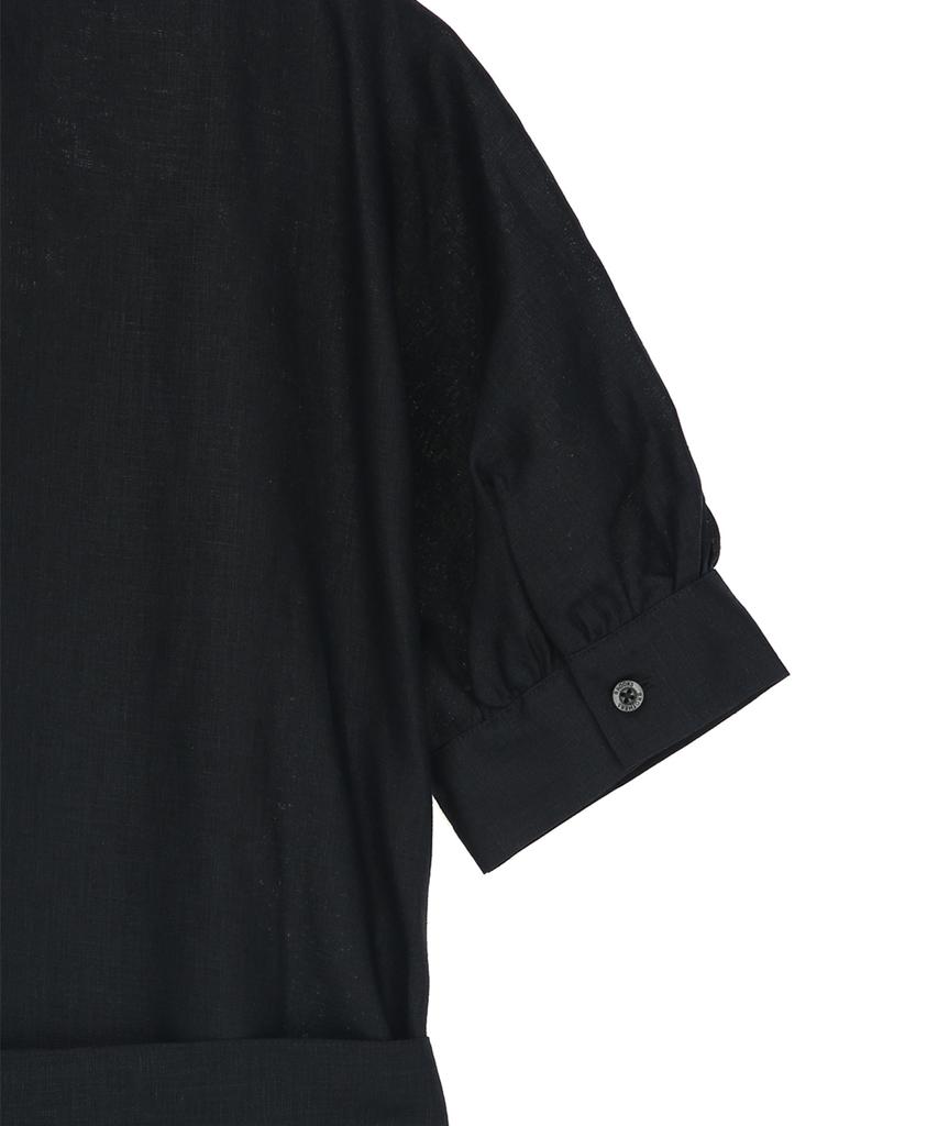 BROOKS BROTHERS Linen Belted Shirt Dress (Black) (Bbdzwm7129Ues)