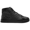 Coach Signature Leather Round Toe Lace Up High Top Sneakers Men Sneakers Black CY308-MFQ