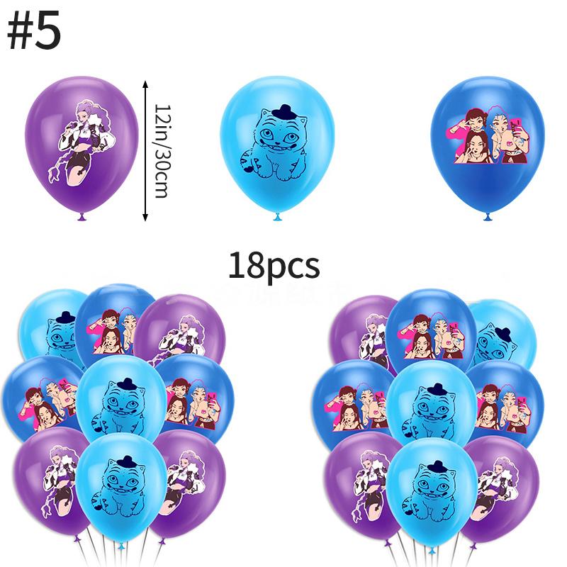 Demonœ Hunters Birthday Party Decor Tableware Banner Kids Birthday Balloon Cake Topper Decor  Kpop Anime Party Supplie Set