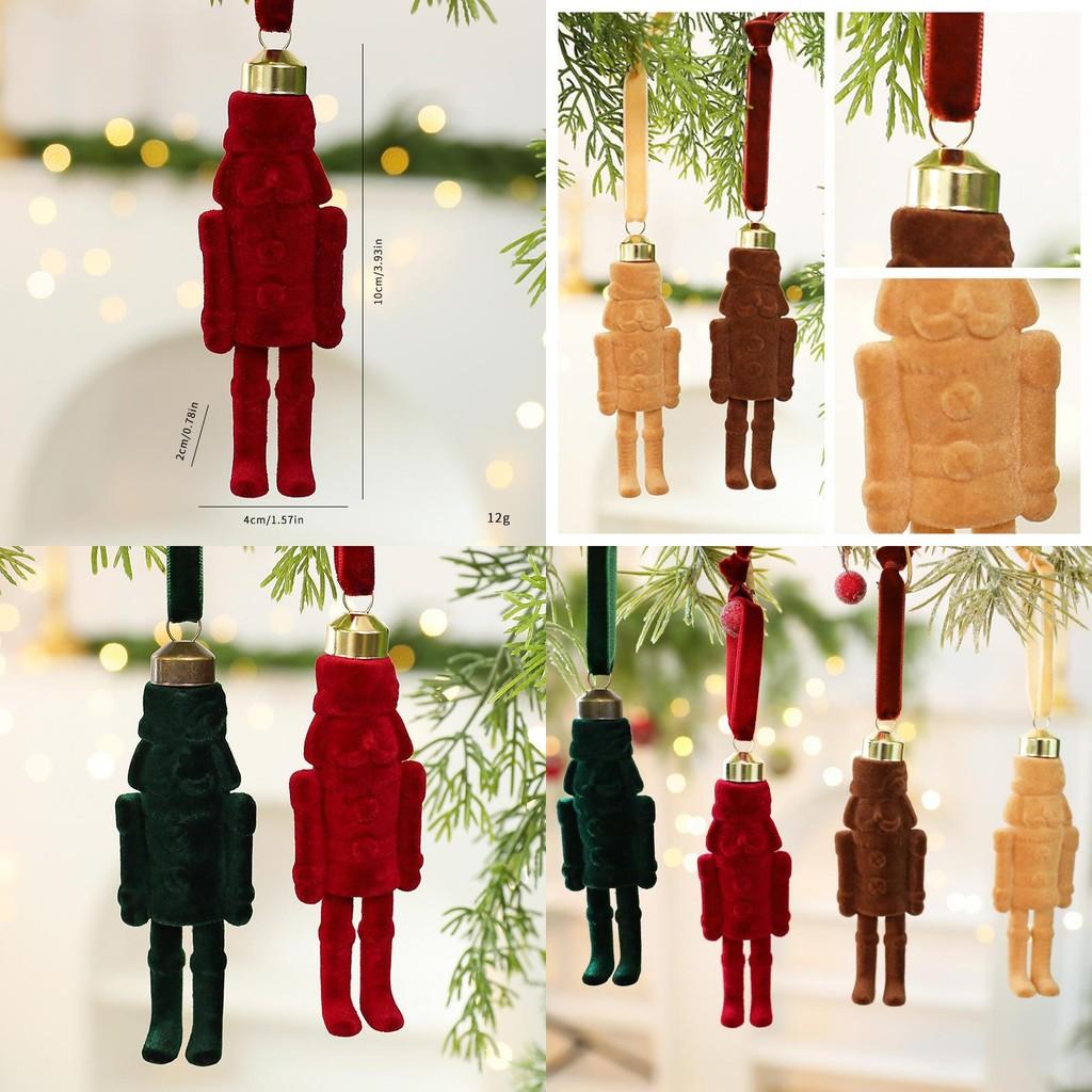 Christmas Nutcracker Ornament With Velvet Fabric For Holiday Tree Decor