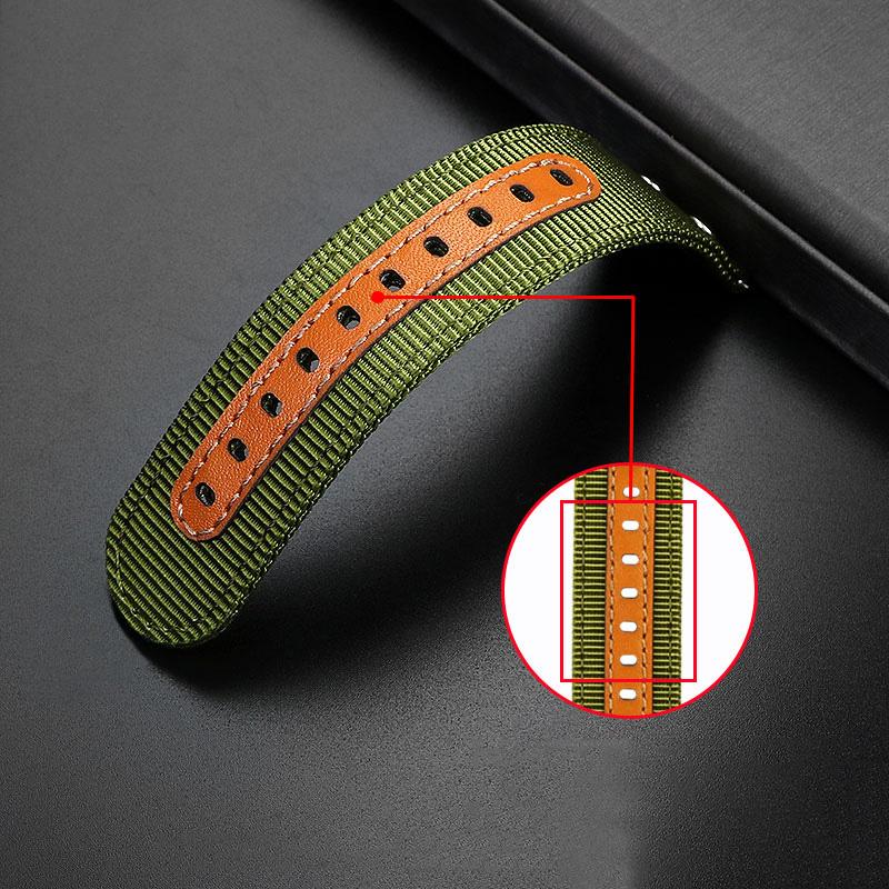 Nylon+Leather Watchband For Sei-ko Hamilton Khaki Aviation Beyond Wind Series Canvas with Rivet Military Watch Band Strap 22mm