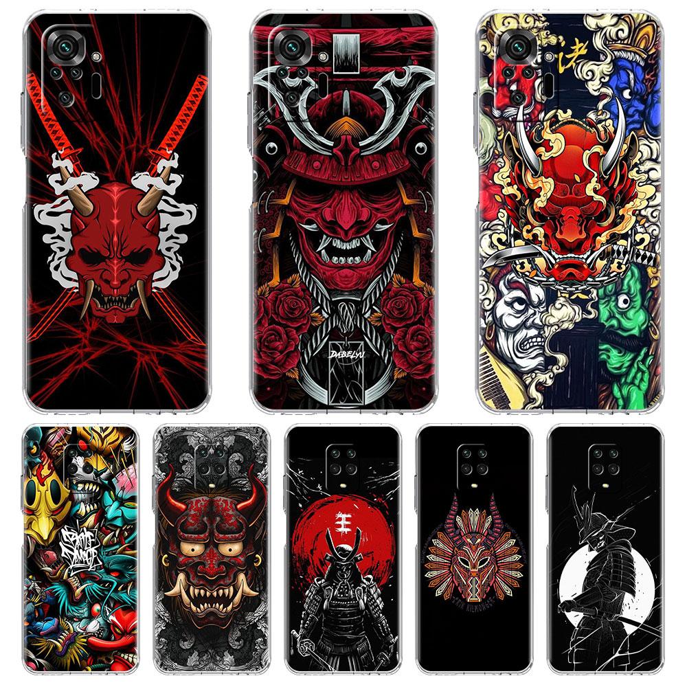 Husă Mască Samurai Oni Pentru Xiaomi Redmi Note 11 Pro 10 9 9S 8 8T 7 9A 9C 9T 10 10C K40 Husă Moale Transparentă TPU Pentru Telefon
