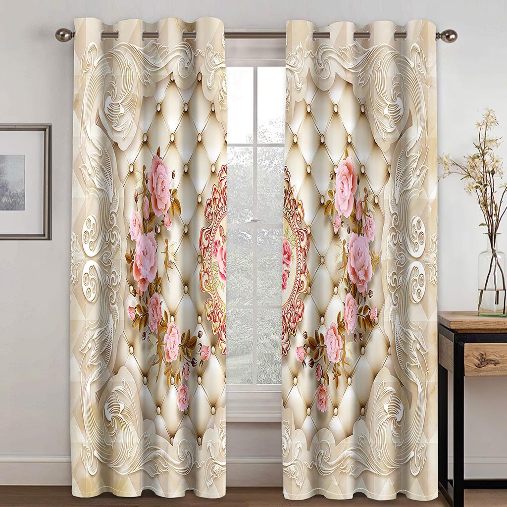 

Роскошные алмазные цветы солнцезащитный зонт тонкие шторы на окна для гостиной спальни ванной комнаты кухни двери домашнего декора на распродаже 2 шт. W120 X H270(CM)X2&Hook