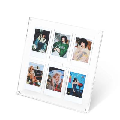 Doppelschichtiger transparenter Acrylrahmen, schwebender magnetischer Bilderrahmen für Fujifilm Instax Mini-Film mit freistehendem