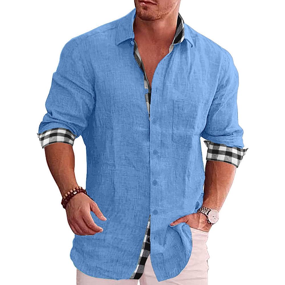 2026 Men's Long Sleeve Casual Cotton Linen Shirt - European & American Style