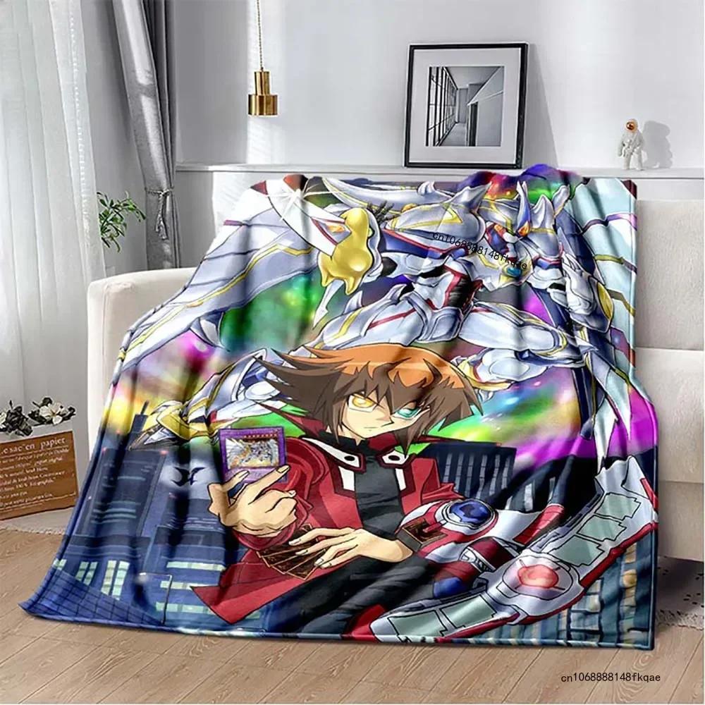 Anime Yu Gi Oh Card Yugioh Throw Blanket Blue Eyes White Dragon Anime Cartoon Soft Plush Blanket Bedroom Bedspread Home Decor