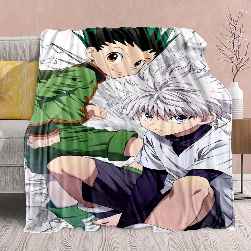 Hunter x Hunter Anime Flannel Blanket – Soft & Warm – Perfect for Sofa, Bedding, Camping, Travel, Office, & Home Decor – QJY