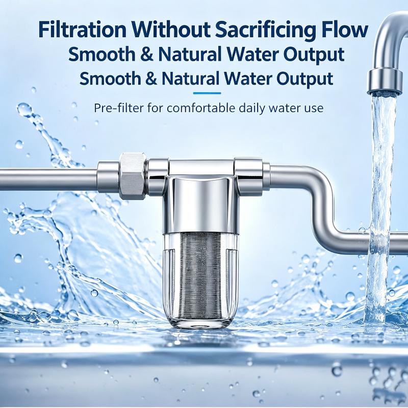 Stainless Steel Water Pre Filter With Transparent Visible Body Washable Reusable Filter Element For Kitchen Whole House Use