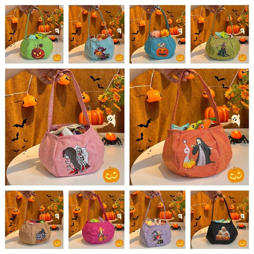 Funny Trick or Treat Bag Printing Pumpkin Handbag Portable Halloween Candy Bag  Party Supplies