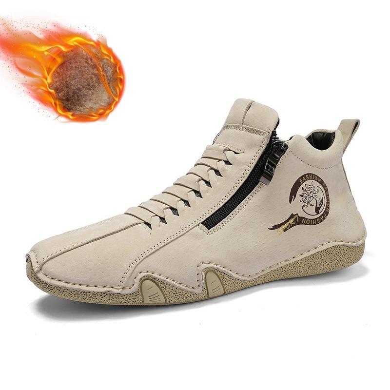 Fashion Mens Shoes 2025 New Zipper Designer Men's Boots Autumn Winter Mid-top Men Casual Shoes Lightweight and Comfortable Walking Flats