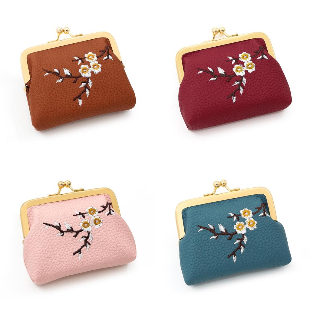 Chinese Style Embroidered Coin Purse With Flower Pattern For Women Daily Use