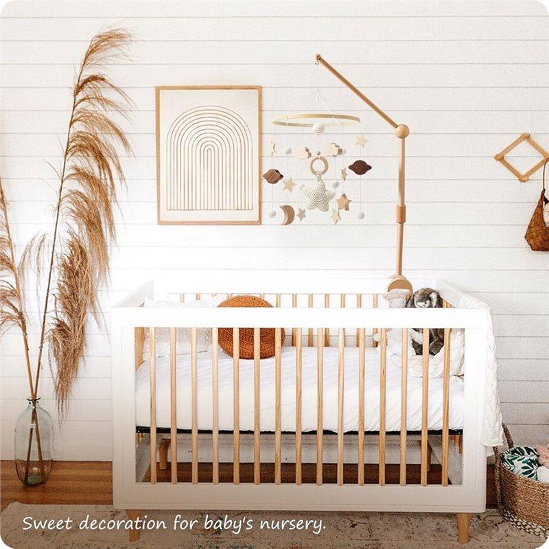 A58Z Baby Crib Wall Hanging, Wooden Wind Chime Ornament, Starry Sky Crib Mobile, Simple Baby Room Decoration
