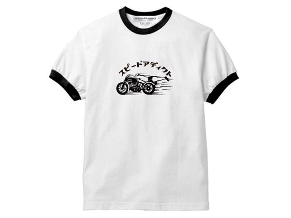 

SPEED ADDICT Ringer T-shirt, S/S WHITE, Size Small