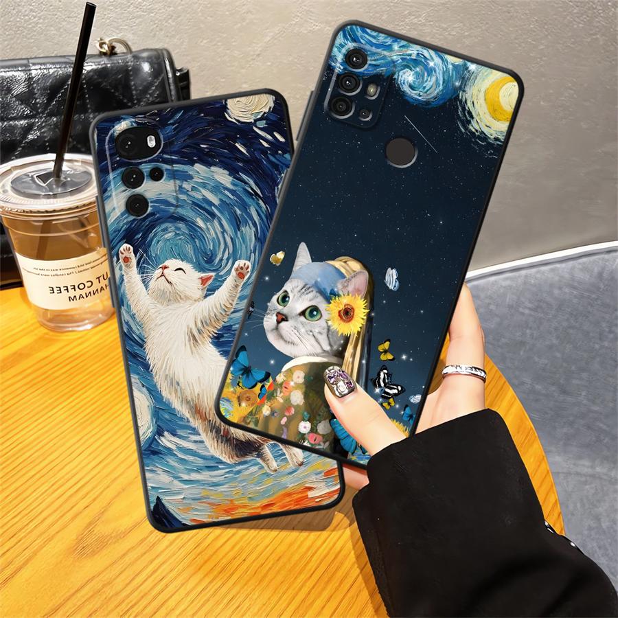 Phone Cover Case for Motorola Moto G22 Edge40 G50 G32 G52 G53 G30 G60s Edge 20 Pro 30 Lite G71 G51 G73 Cute Cartoon Cat