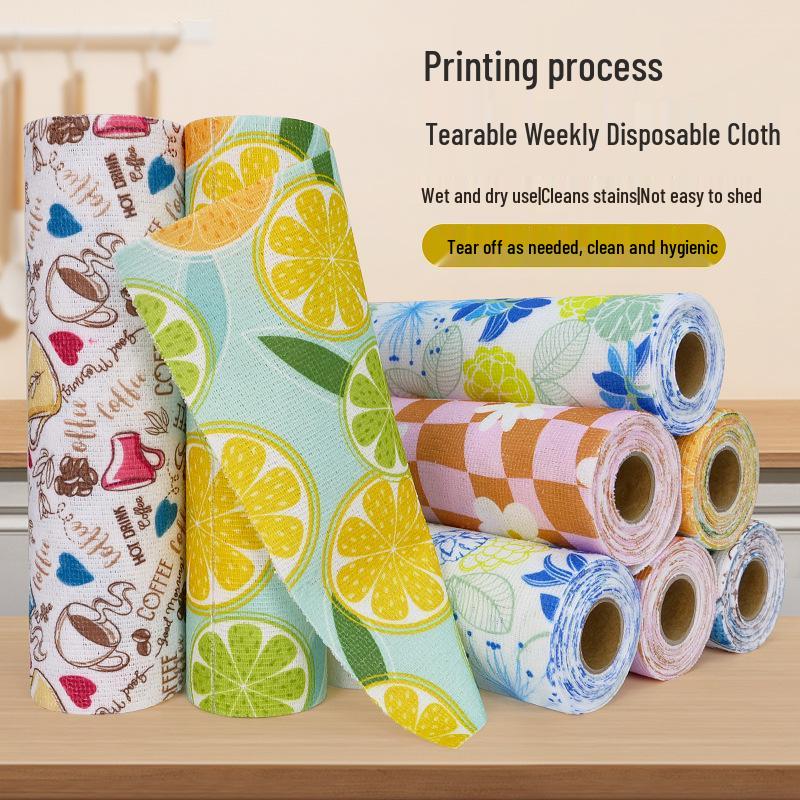 Tearable Non-Stick Oil Dishcloth Roll - Polyester-Nylon Kitchen Cleaning Rag
