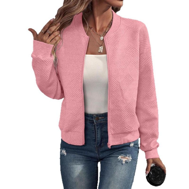 Damen S Einfarbig Reißverschluss Baseballkragen Jacke Lässiger Mantel