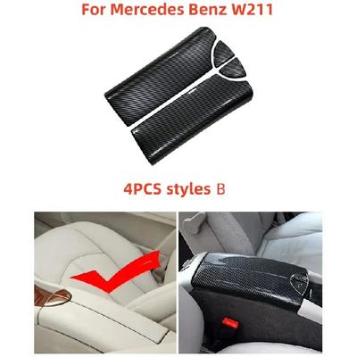 Carbon Fiber Car Center Console Lid Panel Armrest Box Trim Protective Cover Stickers For Mercedes Benz E Class W211 2003-2008