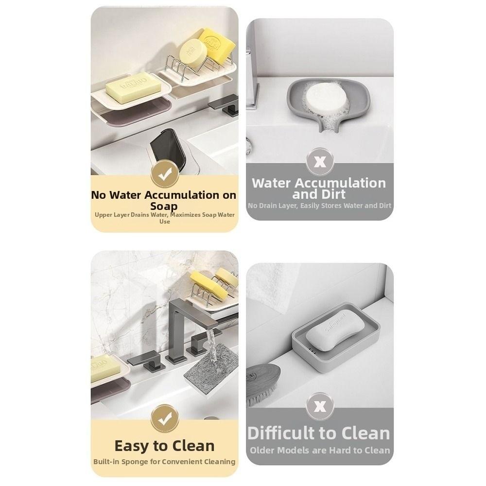 M Rack Wall Mounted Soap Holder Non-Slip Soap Drain Box Simple Bathroom Soap Dish Home