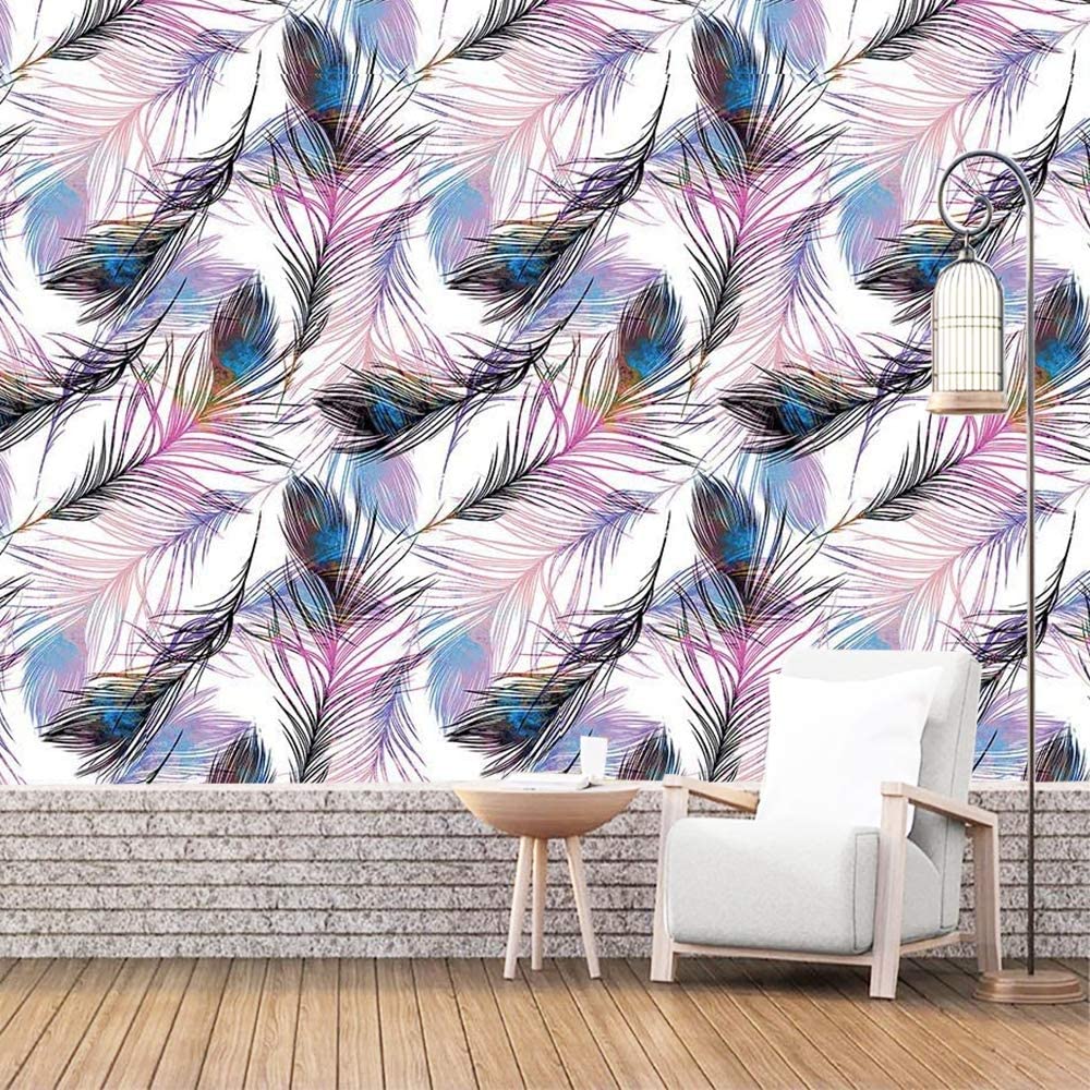 

Перо Обои Самоклеящиеся Узор Перо Контактная Бумага Перо Фиолетовый Съемные Самоклеящиеся Обои Виниловая Пленка 5mx45cm