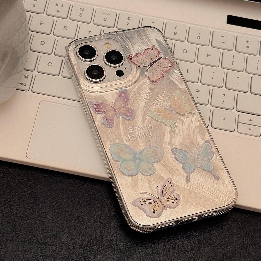 Colorful Dreamy Butterfly Phone Case Suitable for Apple 15promax Feather Iphone13 Anti Fall 16 High End Sense