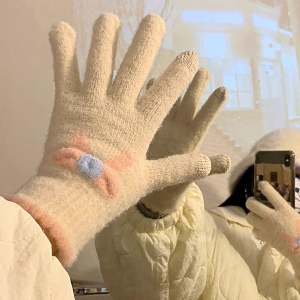 Wool Knitted Wool Mittens Touchscreen Full Finger Guantes Unisex Outdoor Cycling Gloves  Outdoors