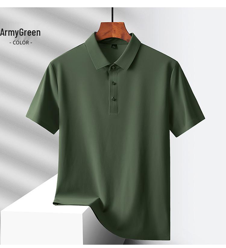 Custom Logo Quick-Dry Seamless Polo: Summer Ice Silk Cool Feel Lapel Short Sleeve Work Shirt