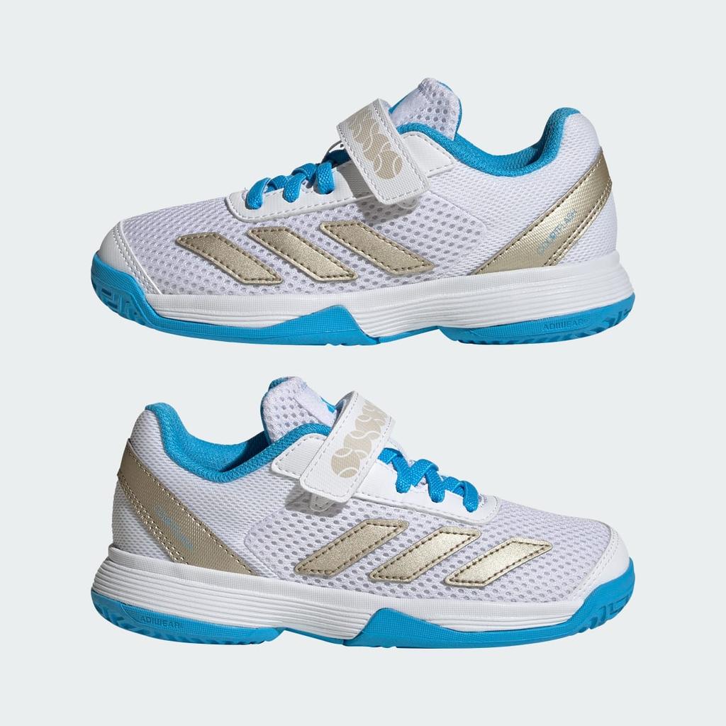 adidas Courtflash Hook-and-Loop Tennis Shoes Kids JP6686 Kids' Performance Sports Shoes Cloud White / Cyber Metallic / Lucid Aquamarine