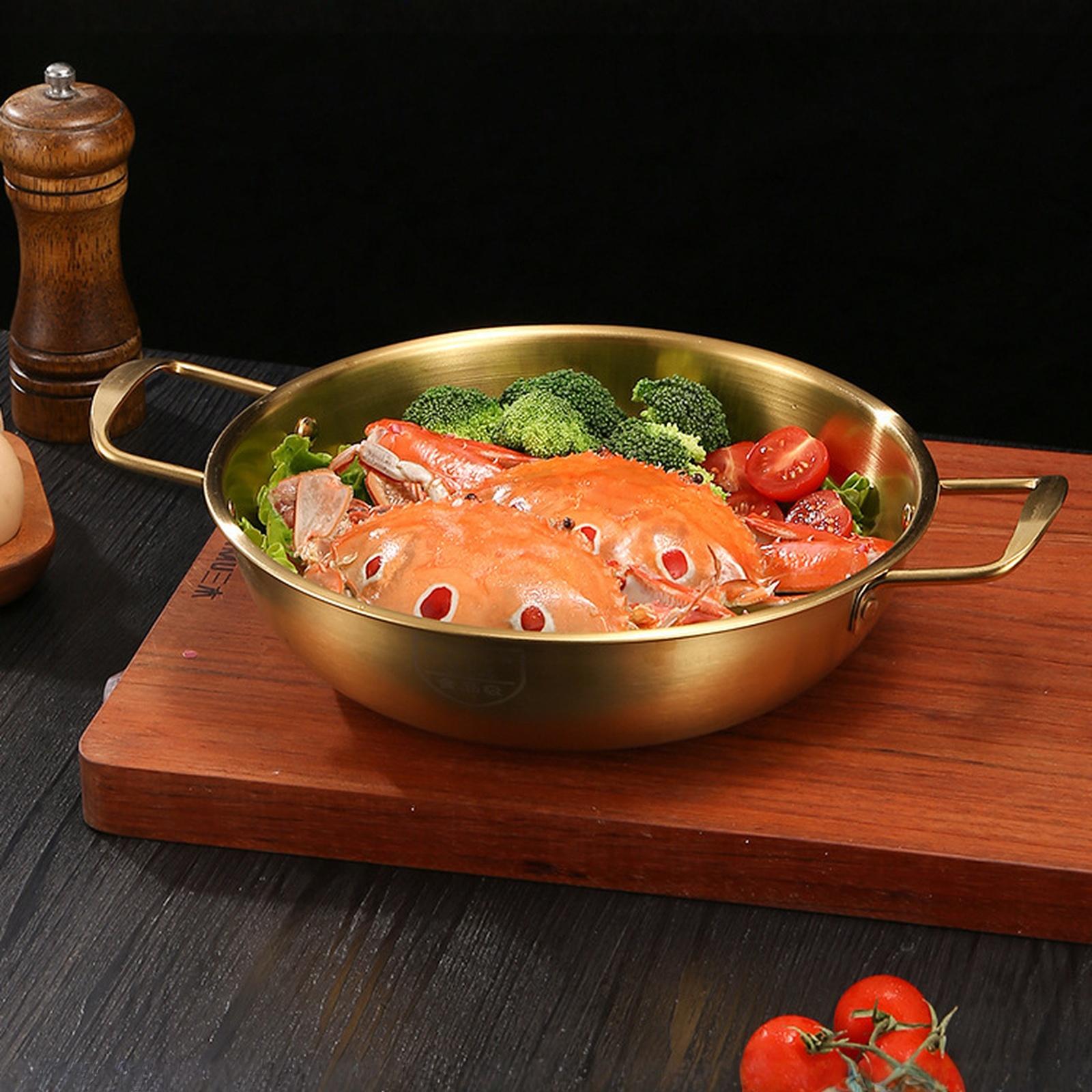 Korean Stainless Steel Pot Double Handle Soup Pot for Ramen Hot Pot золотой