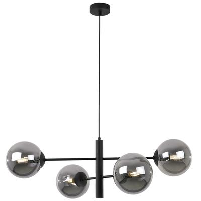 Vicenza Black Pendant Lamp, 4-lamp, Graphite Shade, E14
