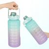 Water Bottle Sports Bottle 2L WITH a Tritan Straw Motivational