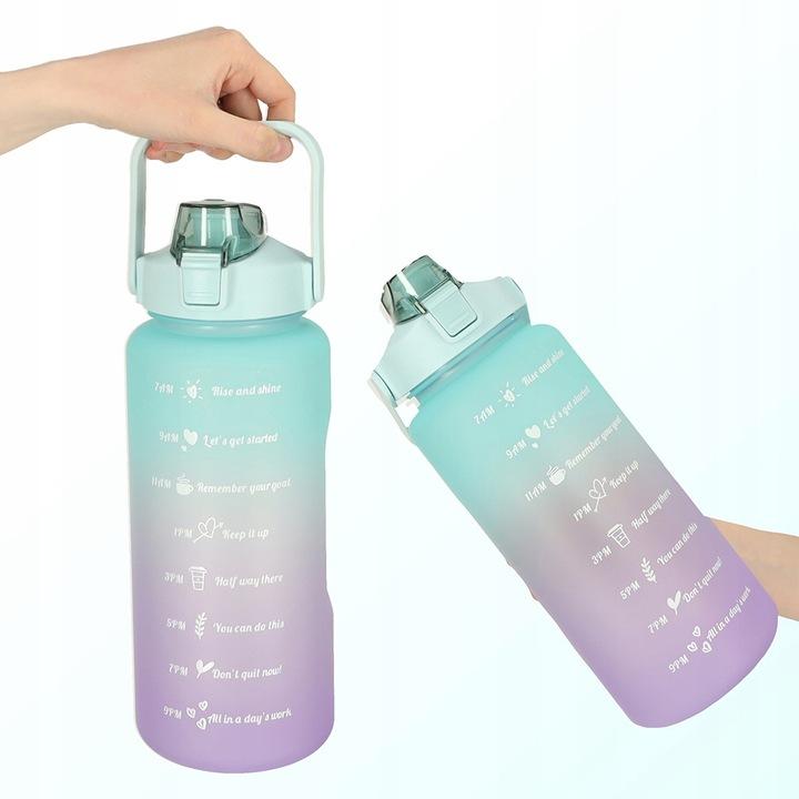 Water Bottle Sports Bottle 2L WITH a Tritan Straw Motivational