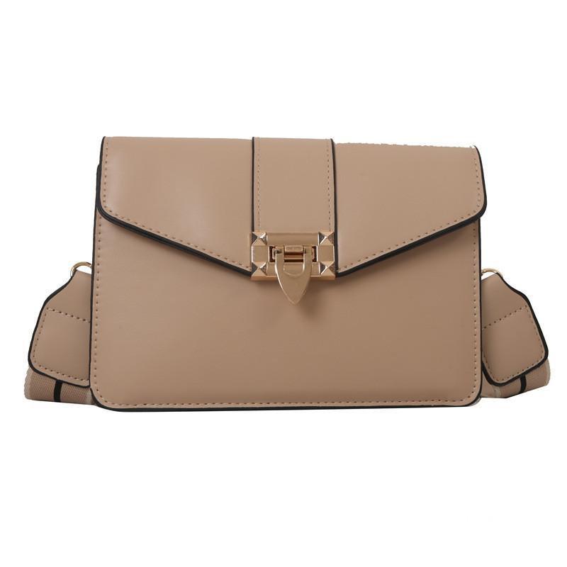 Color Solid Simple Gold Buckle Decoration Women Single Shoulder Square Bag
