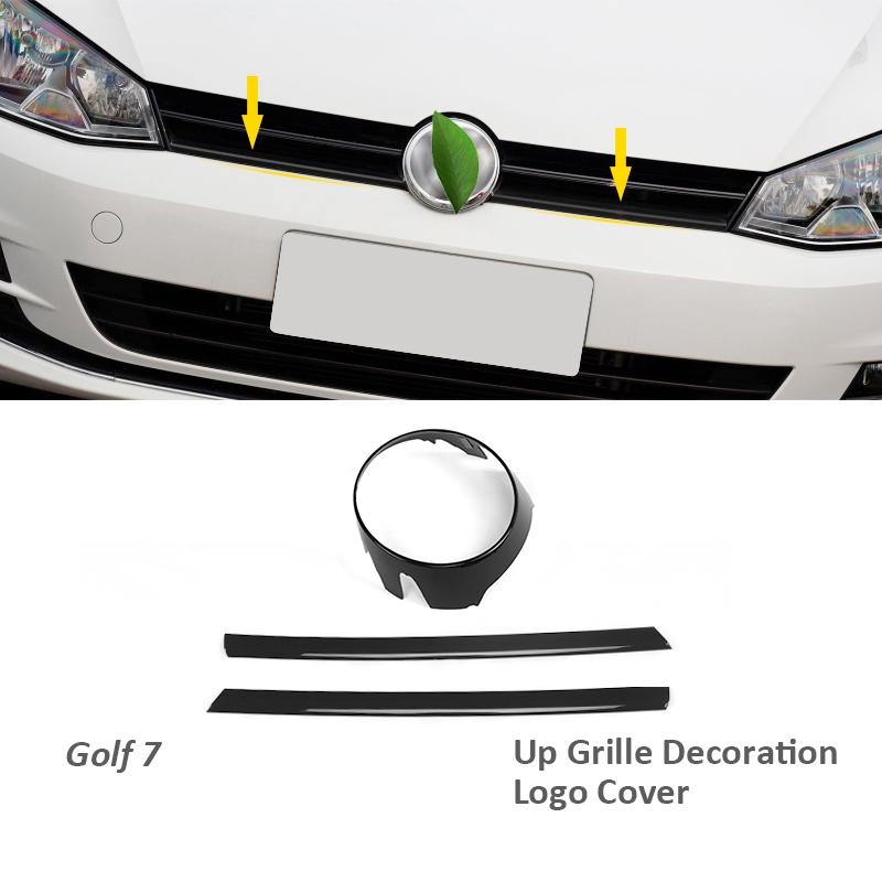 2/3pcs for Golf 7 7.5 Rline Car Grille Decorative for VW Bright Black Logo Cover Up Grille Strips Car Stickers Auto Accessories