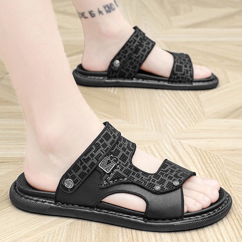 Mens Slippers Casual Shoes Beach Sandals Summer Outdoor Slides Leather Walking Comfort Fashion Lightweight Luxury Designer