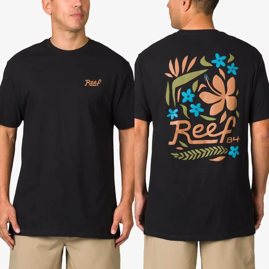 Men's T-shirt Reef Brand Print Casual Pure Cotton Oversized Y2k Tops Women's Short Sleeve Crew Neck Tee Comfortable Vacation Top