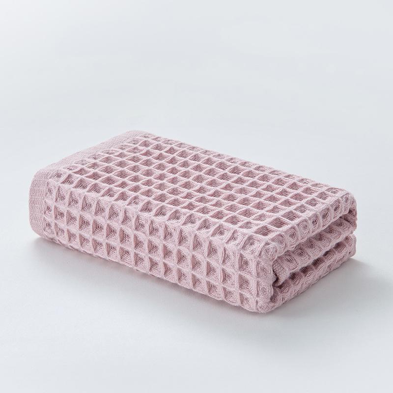 Japanese Style Pure Cotton Waffle Weave Face Towel, Solid Color, 34x74CM, Absorbent & Quick-Drying.