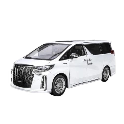 1/18 Scale Toyota Alphard MPV Diecast Metal Model Car with Sound & Light, Perfect for Gifts and Collections (White)