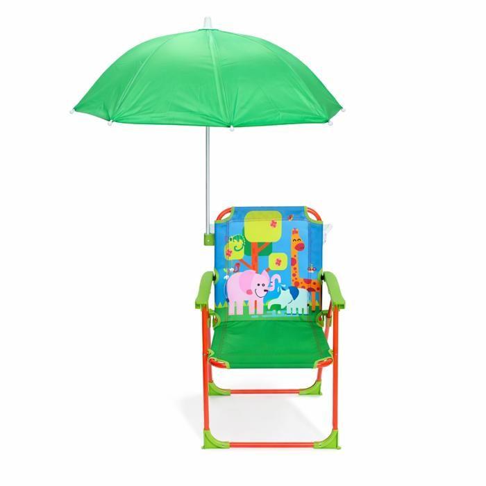 Chaise Enfant Pliante avec Parasol TOFFY Design Amusant pour Jardin Plage et Maison