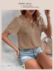 Summer Casual European & American Lace V-Neck Solid Color Women's Shirt