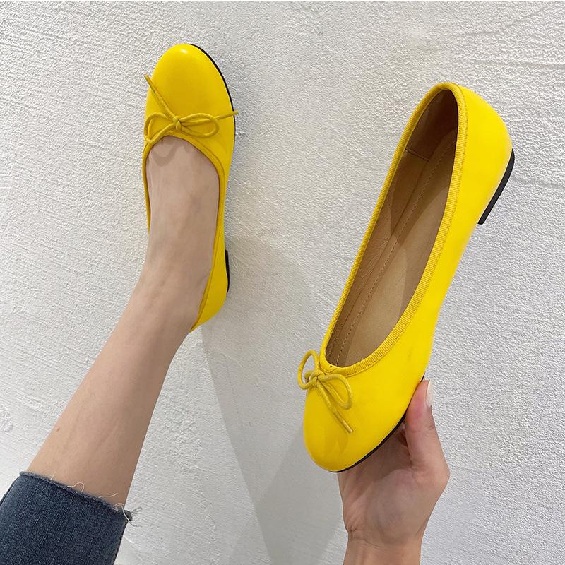 Fashion 4 Color Women Bow Flats Plus Size 35-43 Shoes Ladies Round Toe Pregnant Loafers Comfy Soft Bottomed Moccasins Femme Roll-Up Shoe