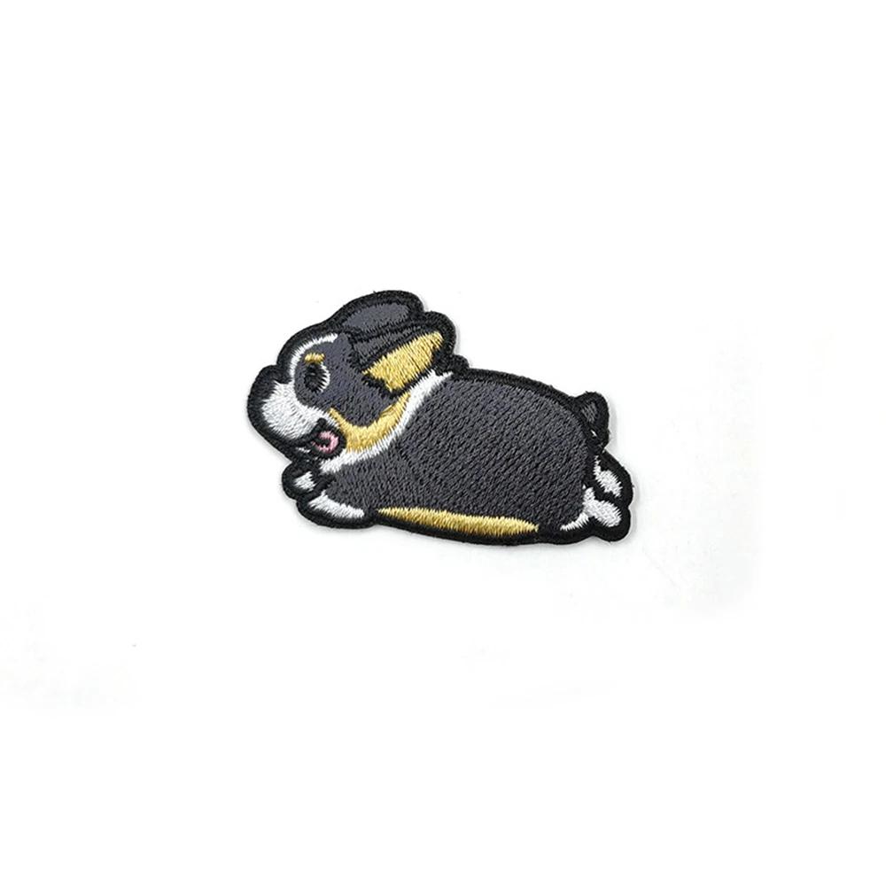 Aufnäher Tier Corgi Dackel Corgi Abzeichen Aufbügler für Kleidung Aufnäher Kleidung Stickerei Nähen Stoff Hundemuster Applikationen