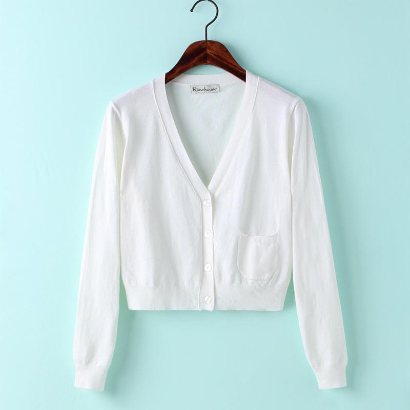 

2024 Spring Women s Korean Style Knitted Cardigan - Long Sleeve, Short Length XXL